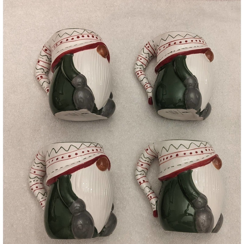 Pottery Barn Forest Gnome Mug Set (4) NWOT